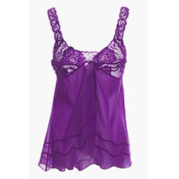 La Perla Lace trimmed silk blend camisole violet M - Picture 1 of 9